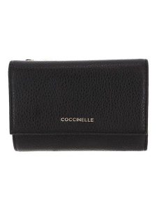 COCCINELLE Skórzany portfel w kolorze czarnym - 14 x 10 x 3 cm rozmiar: onesize. Czarne portfele Coccinelle, bez wzorów, z materiału. Za 389,08 zł.