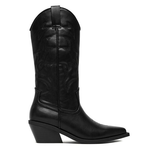 Kowbojki JENNY. Czarne buty zimowe Jenny, bez wzorów, bez obcasa, na płaskiej podeszwie, bez zapięcia. Za 219,99 zł.