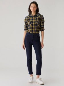 LTB Dżinsy "Freya" - Slim fit - w kolorze granatowym rozmiar: W26/L32. Niebieskie jeansy LTB, z aplikacjami, ze skóry, z podwyższonym stanem. Za 61,46 zł.