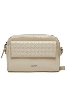 Calvin Klein Torebka Calvin Mini Quilt Camera Bag K60K611884 Écru. Listonoszki Calvin Klein, bez wzorów, ze skóry, bez dodatków. Za 289,99 zł.