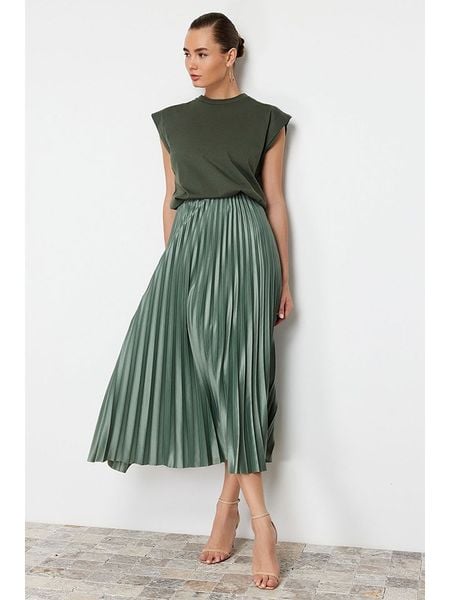 Trendyol Spódnica w kolorze zielonym rozmiar: L/XL. Zielone spódnice Trendyol, l, bez wzorów, midi. Za 61,31 zł.