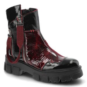 Bordowe Botki Maciejka Modne Skórzane Buty Jesienne. Czarne botki Maciejka, na jesień, z aplikacjami, ze skóry, bez obcasa, na obcasie, bez zapięcia. Za 409,00 zł.