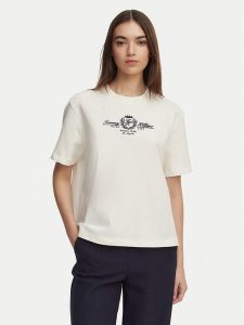 Tommy Hilfiger T-Shirt Crest WW0WW48713 Biały Relaxed Fit. Białe t-shirty TOMMY HILFIGER, xl, bez wzorów, z bawełny, bez kołnierzyka, bez ramiączek. Za 249,99 zł.