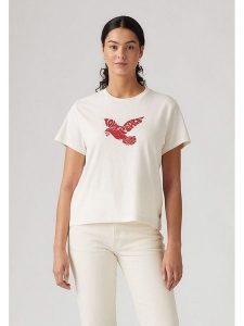 Levi's Koszulka w kolorze białym rozmiar: L. Białe bluzki Levi's®, l, bez wzorów, z bawełny, bez kołnierzyka, bez ramiączek. Za 87,19 zł.