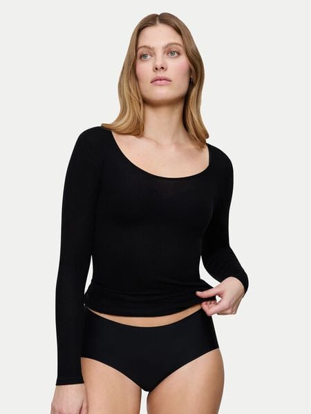 Triumph Koszulka piżamowa Bauty Layers 10225060 Czarny Slim Fit. Czarne koszule nocne Triumph, bez wzorów, z lyocellu, bez ramiączek. Za 89,99 zł.