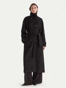 Bardot Płaszcz wełniany Enzo 60087JB Czarny Oversize. Czarne płaszcze Bardot, na zimę, l, bez wzorów, z syntetyku, bez kaptura. Za 679,00 zł.