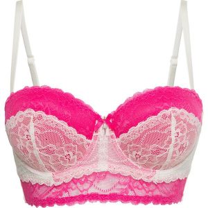 Biustonosz "bardotka" bonprix różowo-ecru. Biustonosze marki bonprix. Za 59,99 zł.