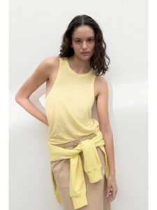 Ecoalf Top w kolorze żółtym rozmiar: M. Żółte topy Ecoalf, m, bez wzorów, z bawełny, bez kołnierzyka, bez ramiączek. Za 57,06 zł.