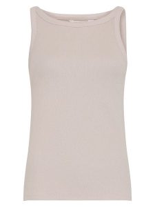 MOSS COPENHAGEN Top "Gubbe" w kolorze beżowym rozmiar: S/M. Brązowe topy Moss Copenhagen, m, bez wzorów, bez kołnierzyka, bez ramiączek. Za 68,95 zł.