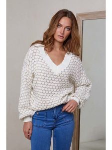 Joséfine Sweter "Beatsh" w kolorze kremowym rozmiar: S. Brązowe swetry oversize Joséfine, s, bez wzorów, bez ramiączek. Za 127,95 zł.