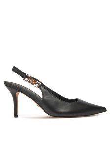 Guess Szpilki FLPNS3 LEA05 Czarny. Czarne sandały Guess, z aplikacjami, ze skóry, bez obcasa. Za 419,99 zł.