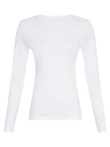 MOSS COPENHAGEN Koszulka "Kickie Rasmia" w kolorze białym rozmiar: L/XL. Białe bluzki Moss Copenhagen, l, bez wzorów, z bawełny, bez kołnierzyka, bez ramiączek. Za 65,85 zł.