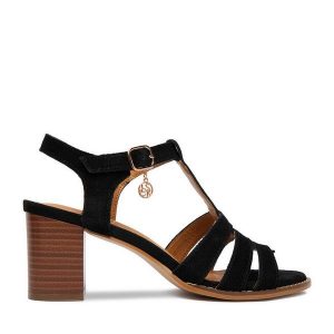 Sandały Lasocki. Czarne sandały Lasocki, bez wzorów, bez obcasa, na słupku, bez zapięcia. Za 229,99 zł.