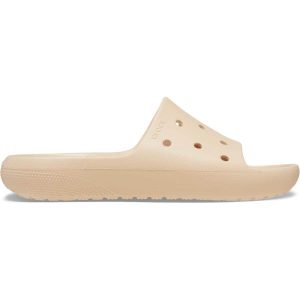 Klapki plażowe dla dorosłych Crocs Classic Slide V2. Białe klapki Crocs, bez wzorów, bez obcasa. W wyprzedaży za 109,00 zł.