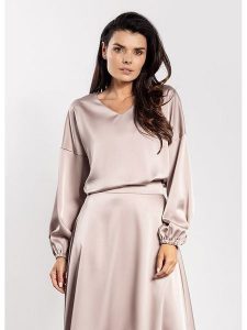 Awama Bluzka w kolorze beżowym rozmiar: M. Brązowe bluzki Awama, m, bez wzorów, bez kołnierzyka, bez ramiączek. Za 144,24 zł.