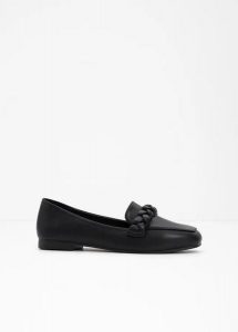 Półbuty wsuwane loafer. Czarne balerinki bonprix, bez wzorów, bez obcasa, bez zapięcia. Za 109,99 zł.