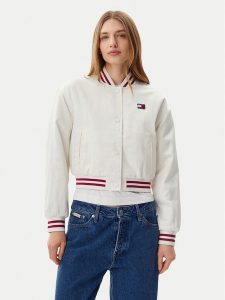 Tommy Jeans Kurtka bomber Satin Coach DW0DW20229 Biały Regular Fit. Białe kurtki Tommy Jeans, m, bez wzorów, z jeansu, bez kaptura. Za 509,99 zł.
