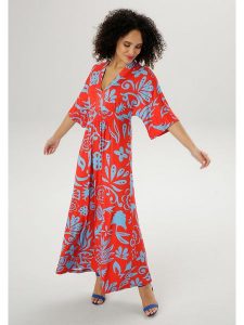 Aniston Sukienka w kolorze czerwono-błękitnym rozmiar: 44. Czerwone sukienki Aniston, bez wzorów, bez kołnierzyka, bez ramiączek, maxi. Za 104,89 zł.