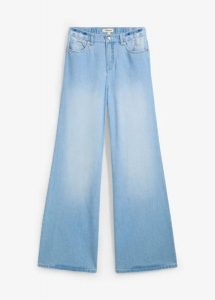 Jeansy wide leg, high waist, full length, z wygodnym pasem. Niebieskie jeansy bonprix, bez wzorów, z denimu, z podwyższonym stanem, długie. Za 142,99 zł.