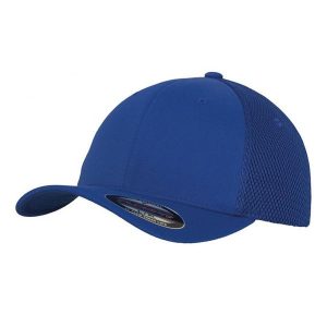 Czapka Z Daszkiem Tactel Mesh. Niebieskie czapki FLEXFIT, bez wzorów, z meshu. Za 83,99 zł.