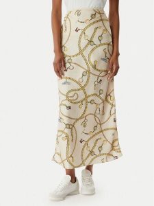 Tommy Jeans Spódnica maxi Chain Print DW0DW22298 Beżowy jasny Slim Fit. Brązowe spódnice Tommy Jeans, s, bez wzorów, z jeansu, maxi. Za 409,99 zł.