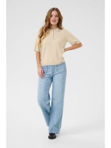 Kaffe Koszulka polo w kolorze beżowym rozmiar: L. Brązowe bluzki Kaffe, l, bez wzorów, bez kołnierzyka, bez ramiączek. Za 91,56 zł.