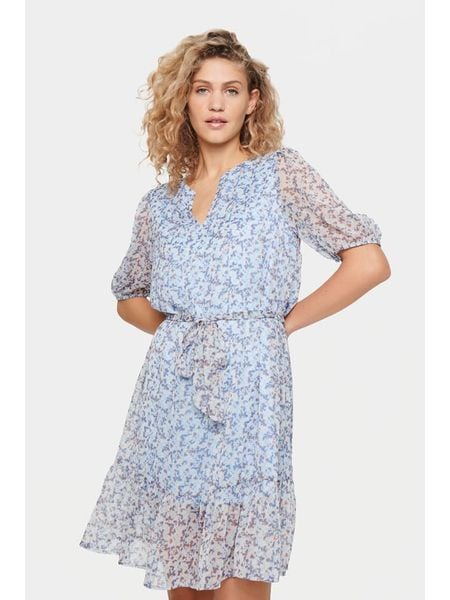 SAINT TROPEZ Sukienka "Saint Tropez" w kolorze błękitnym rozmiar: M. Niebieskie sukienki Saint Tropez, na co dzień, m, bez wzorów, z tkaniny, bez kołnierzyka, bez ramiączek, mini, proste. Za 109,00 zł.