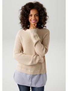 Aniston Sweter w kolorze beżowym rozmiar: 38. Brązowe swetry oversize Aniston, bez wzorów, ze splotem, bez ramiączek. Za 78,28 zł.