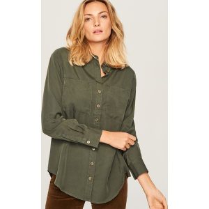Koszula z lyocellu - Khaki. Koszule marki Reserved. W wyprzedaży za 29,99 zł.