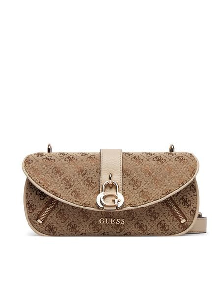 Guess Torebka Jessa HWJG83 62200 Beżowy. Brązowe listonoszki Guess, z aplikacjami, z materiału, bez dodatków. Za 589,99 zł.