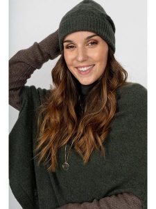 Perfect Cashmere Kaszmirowa czapka "Popi" w kolorze ciemnozielonym rozmiar: onesize. Zielone czapki Perfect Cashmere, bez wzorów, z kaszmiru. Za 143,99 zł.