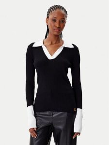 KARL LAGERFELD Sweter A4W18043 Czarny Slim Fit. Czarne swetry klasyczne KARL LAGERFELD, l, z syntetyku, bez kołnierzyka. Za 589,99 zł.