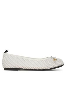LOVE MOSCHINO Baleriny JA11051G0MIQ0100 Biały. Białe balerinki LOVE MOSCHINO, bez wzorów, z materiału, bez obcasa, bez zapięcia. Za 469,99 zł.