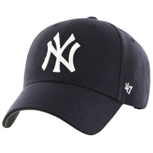 Czapka z daszkiem dla dorosłych New York Yankees MVP Cap. Niebieskie czapki 47 Brand, bez wzorów, z wełny, sportowe. Za 139,00 zł.