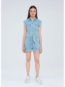 Pepe Jeans Kombinezon dżinsowy "Gemini" w kolorze błękitnym rozmiar: M. Niebieskie kombinezony Pepe Jeans, m, bez wzorów, z bawełny, bez kołnierzyka, bez ramiączek. Za 210,81 zł.