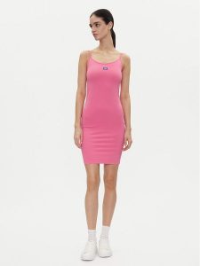 HUGO Sukienka codzienna Narya 50538896 Różowy Slim Fit. Czerwone kombinezony Hugo, s, bez wzorów, z bawełny, bez kołnierzyka, bez ramiączek. Za 199,99 zł.
