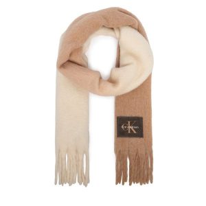 Szalik Calvin Klein. Brązowe szaliki Calvin Klein, bez wzorów. Za 329,99 zł.