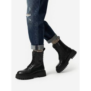 Trapery G-Star. Czarne buty zimowe G-Star, bez obcasa, bez zapięcia. Za 449,99 zł.
