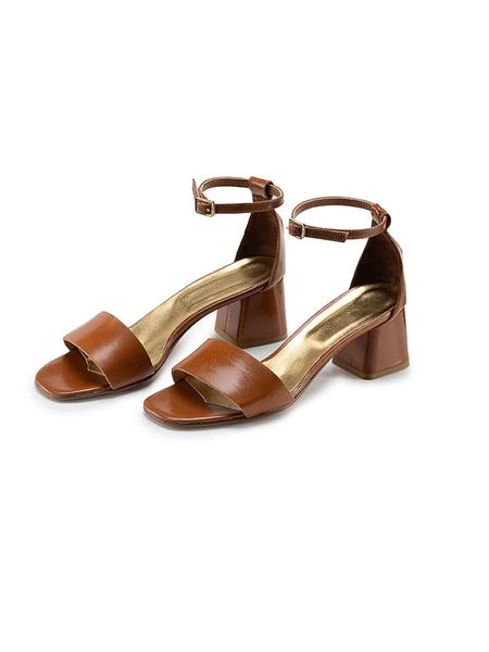 Anna Morellini Skórzane sandały "Fioramana" w kolorze jasnobrązowym rozmiar: 37. Brązowe sandały Anna Morellini, bez wzorów, z otwartym noskiem, bez obcasa, na koturnie, bez zapięcia. Za 210,32 zł.