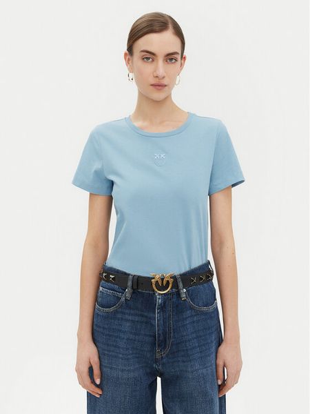 PINKO T-Shirt 100355 A2HN Niebieski Regular Fit. Niebieskie t-shirty Pinko, s, bez wzorów, z bawełny, bez kołnierzyka, bez ramiączek. Za 199,99 zł.