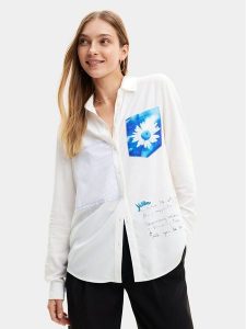 Desigual Koszula Genova 24SWCW21 Biały Regular Fit. Białe koszule Desigual, l, bez wzorów, z wiskozy, bez kołnierzyka, bez ramiączek. Za 209,99 zł.