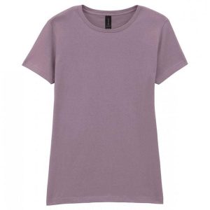 Koszulka Softstyle Dla Pań I Panów. Fioletowe bluzki GILDAN, bez wzorów, sportowe, bez kołnierzyka, bez ramiączek. Za 40,99 zł.