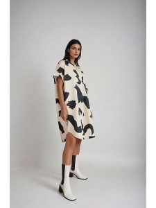 Monki Sukienka w kolorze kremowym rozmiar: L. Brązowe sukienki Monki, na co dzień, l, bez wzorów, z bawełny, bez kołnierzyka, bez ramiączek, midi, proste. Za 83,62 zł.