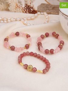 L'Atelier de Gaia Bransoletki (3 szt.) rozmiar: onesize. Różowe bransoletki L'Atelier de Gaia, z kwarcem, z mosiądzu. Za 46,95 zł.