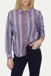 LEE ONE POCKET SHIRT DAMSKA KOSZULA W PASKI WORKWEAR BLUE L48RXEKR 112111101. Niebieskie koszule Lee, l, bez wzorów, bez kołnierzyka, bez ramiączek. Za 129,99 zł.