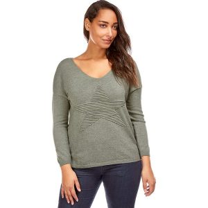 Sweter w kolorze khaki. Brązowe swetry oversize marki Cashmere Curve, z kaszmiru. W wyprzedaży za 129,95 zł.