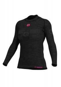 Koszulka termoaktywna damska Alé Cycling Seamless Wool. Czarne koszule nocne Ale Cycling, bez wzorów, z elastanu, bez ramiączek. Za 253,99 zł.