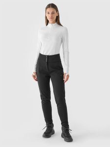 4F Spodnie skiturowe softshell membrana 5000 damskie - czarne L. Czarne spodnie z wysokim stanem 4f, bez wzorów, z dzianiny. W wyprzedaży za 139,99 zł.