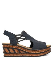 Rieker Sandały CEO-68175-14 Granatowy. Niebieskie sandały Rieker, bez wzorów, z syntetyku, bez obcasa, na koturnie, bez zapięcia. Za 319,99 zł.