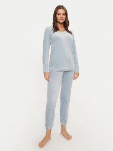 Selmark Piżama P8373 Błękitny Regular Fit. Niebieskie piżamy Selmark, bez wzorów, z syntetyku, bez ramiączek. Za 149,99 zł.